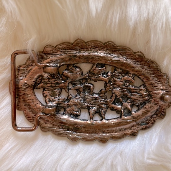 Vintage Brass & Enamel Belt Buckle - Picture 7 of 7